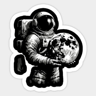 Vintage Astronaut Outer Space Science Moon Retro Space Sticker